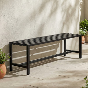Banc de jardin 2 places assise à lattes acier galvanisé noir