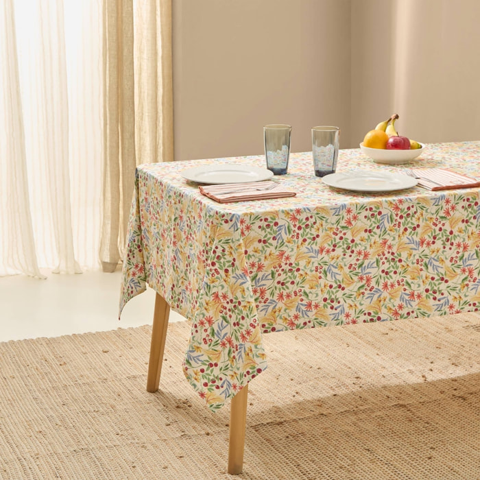 Mantel resinado flores Lisi color marron beige