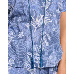 Blusa Manga Corta Azul - Velora