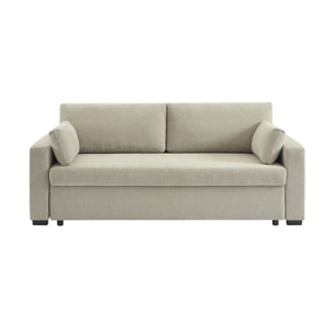 Canapé convertible 3 places tissu chenille beige L 211 x P 90 x H 86 cm - Easy