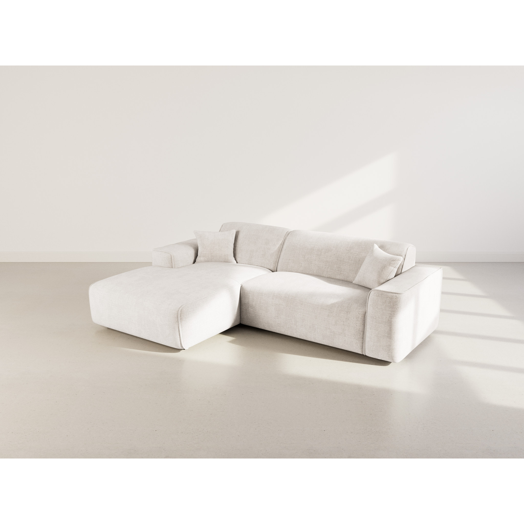 Lison - Canapé d'angle gauche 4 places en velours texturé - Beige