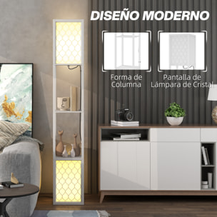 Lámpara de Pie Moderna con Estantes, Lámpara de Pie para Salón Casquillo E27, 40 W, con Pantallas de Tela de Malla e Interruptor de Cadena, para Dormitorio, Oficina y Sala de Estar, Blanco