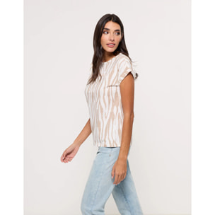 Camiseta Manga Corta Beige - Zebrira