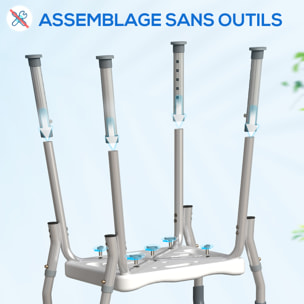 Chaise de douche tabouret de douche antidérapant - hauteur réglable, accoudoirs - alu HDPE gris