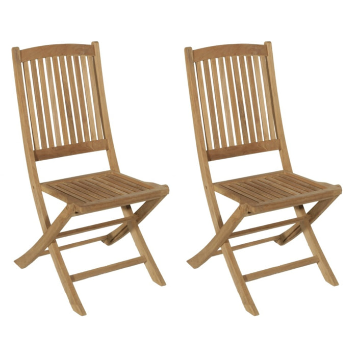 FUN - Ensemble de 2 chaises de jardin Lombock en bois Teck