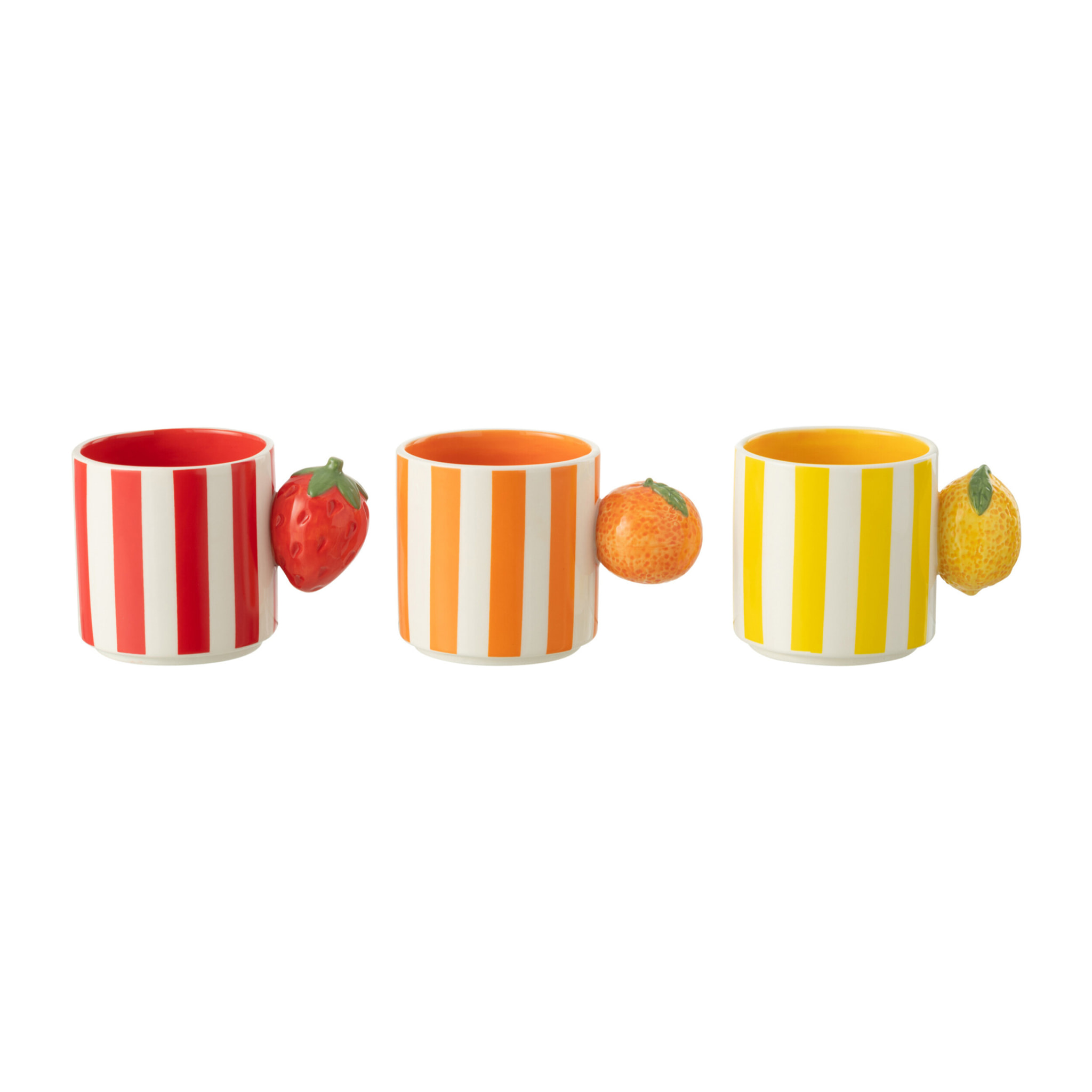 J-Line bol Fruit Dolomite - céramique - jaune/orange/rouge - 3 pcs