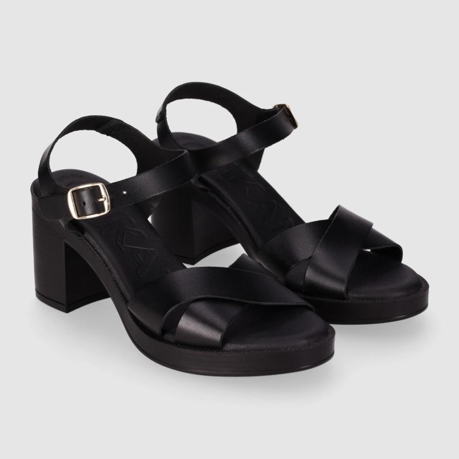 Sandalias de Piel - Negro - Tacón: 8 cm