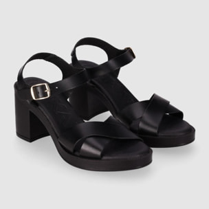 Sandalias de Piel - Negro - Tacón: 8 cm