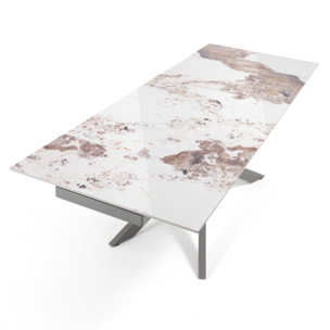 Tomasucci Table extensible MELVIN EVO 160 ONICE MARBLE - PLATINE