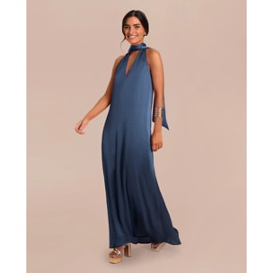 Vestido largo con escote en pico