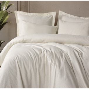 Parure housse de couette et taie(s) d'oreiller coton uni jacquard