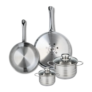 Ensemble de 2 Poêles de cuisson 24 et 28 cm et 2 faitouts 12 et 16 cm Elo Profi Brillant