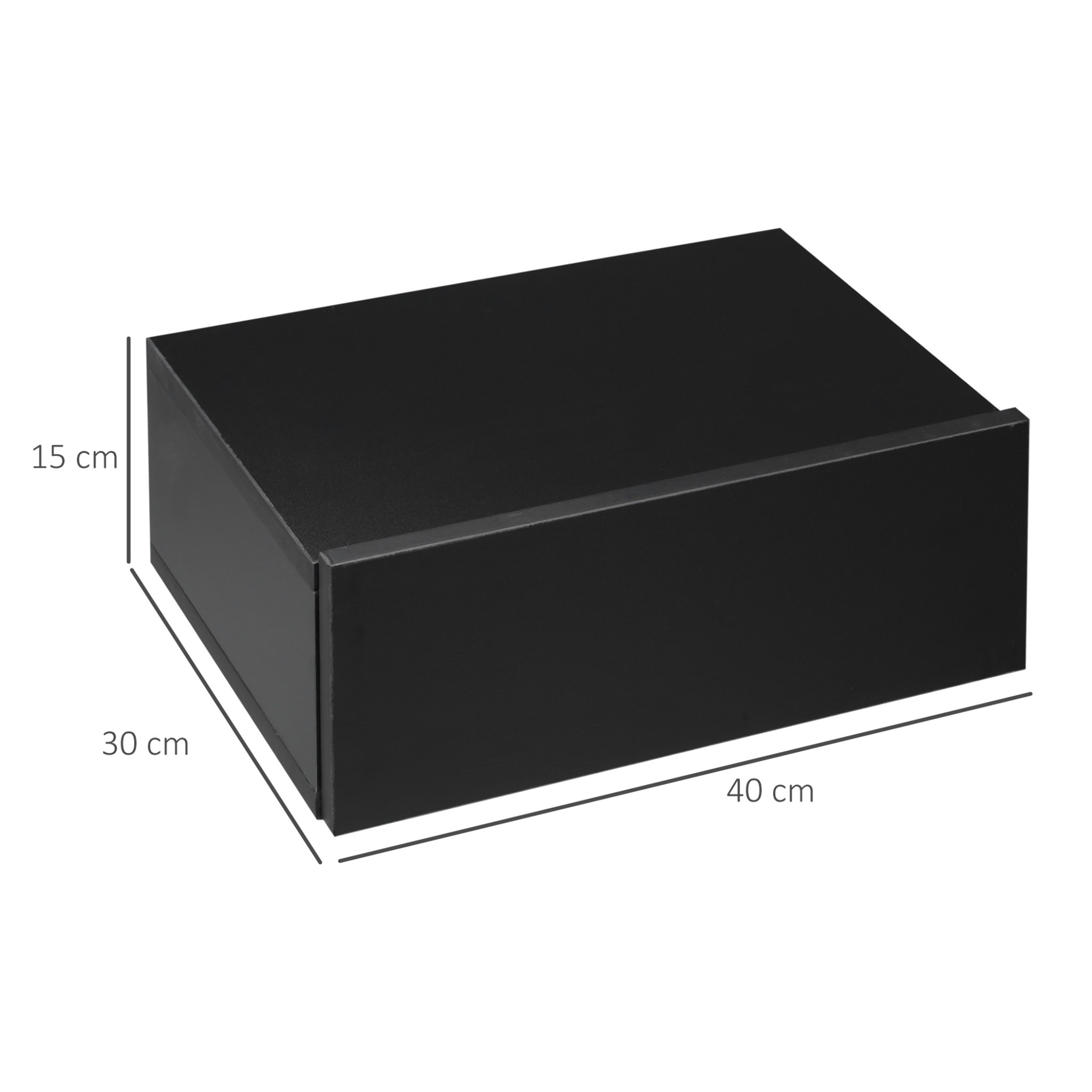 Set de 2 Mesitas de Noche Flotantes Mesillas de Noche con 1 Cajón Estilo Moderno para Dormitorio 40x30x15 cm Negro