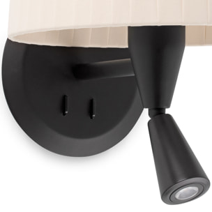 SAMBA Lampe applique avec lecteur noire/enrubanné beige