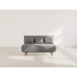 Lumi - Banquette convertible clic-clac 2 places en velours côtelé - Gris
