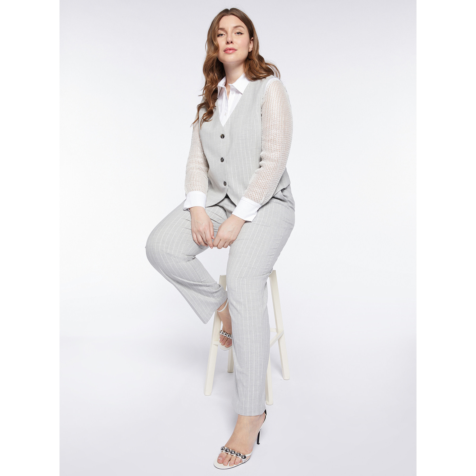 Fiorella Rubino - Gilet gessato lurex - Grigio