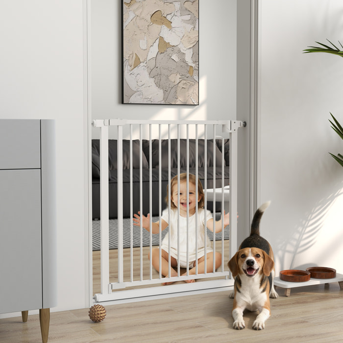 Barrière de sécurité chien largeur réglable 76-80 cm acier blanc