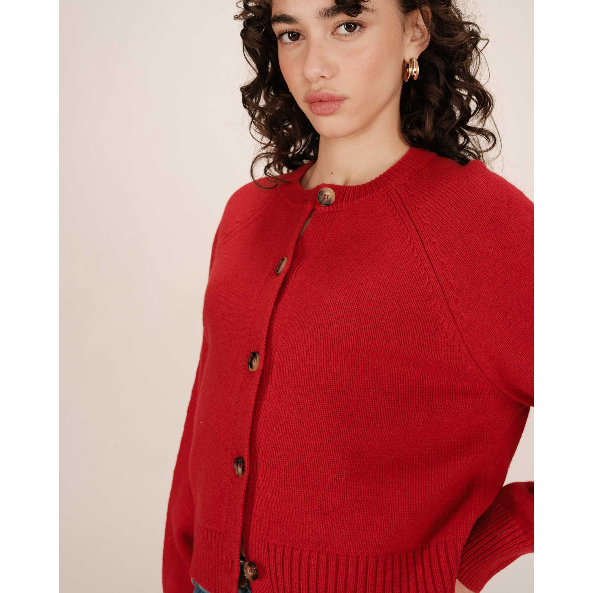 GRACE & MILA - Cardigan boutonne en laine rouge Sanders | Veepee
