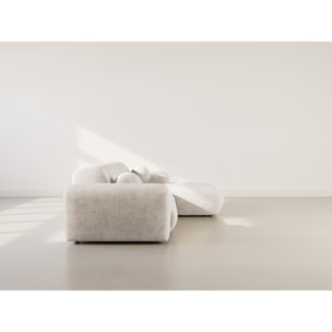 Louise - Canapé d'angle droit 4 places en velours texturé - Beige