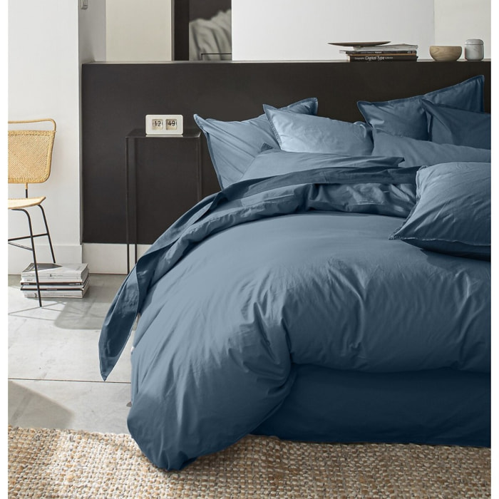 Housse De Couette 100% percale Coton lavé 80fils Emeraude