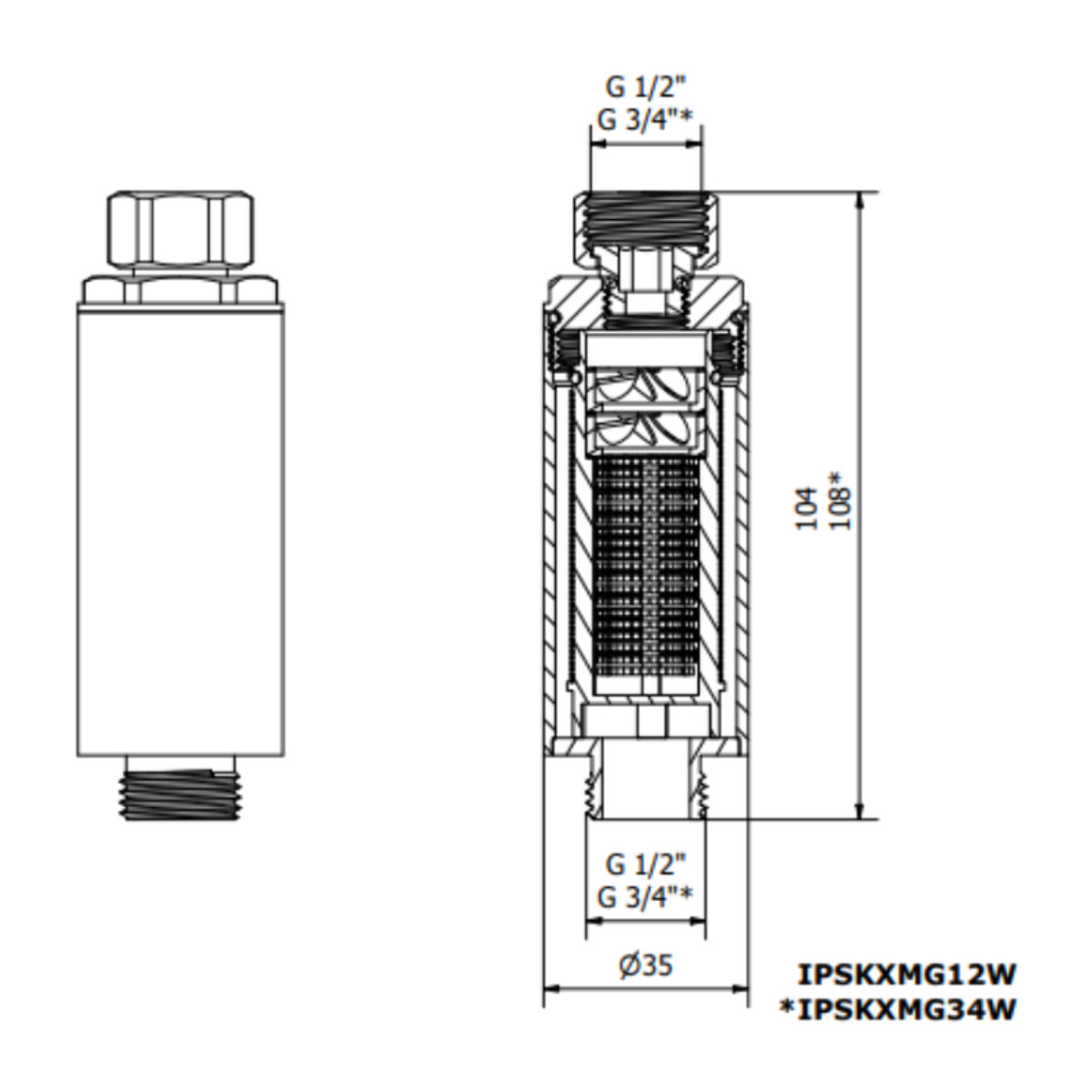 Cartouche de remplacement avec insert IPSKXM pour Adoucisseur d'eau IPS 100 Kalyxx MINI (IPSKXMINSERT)