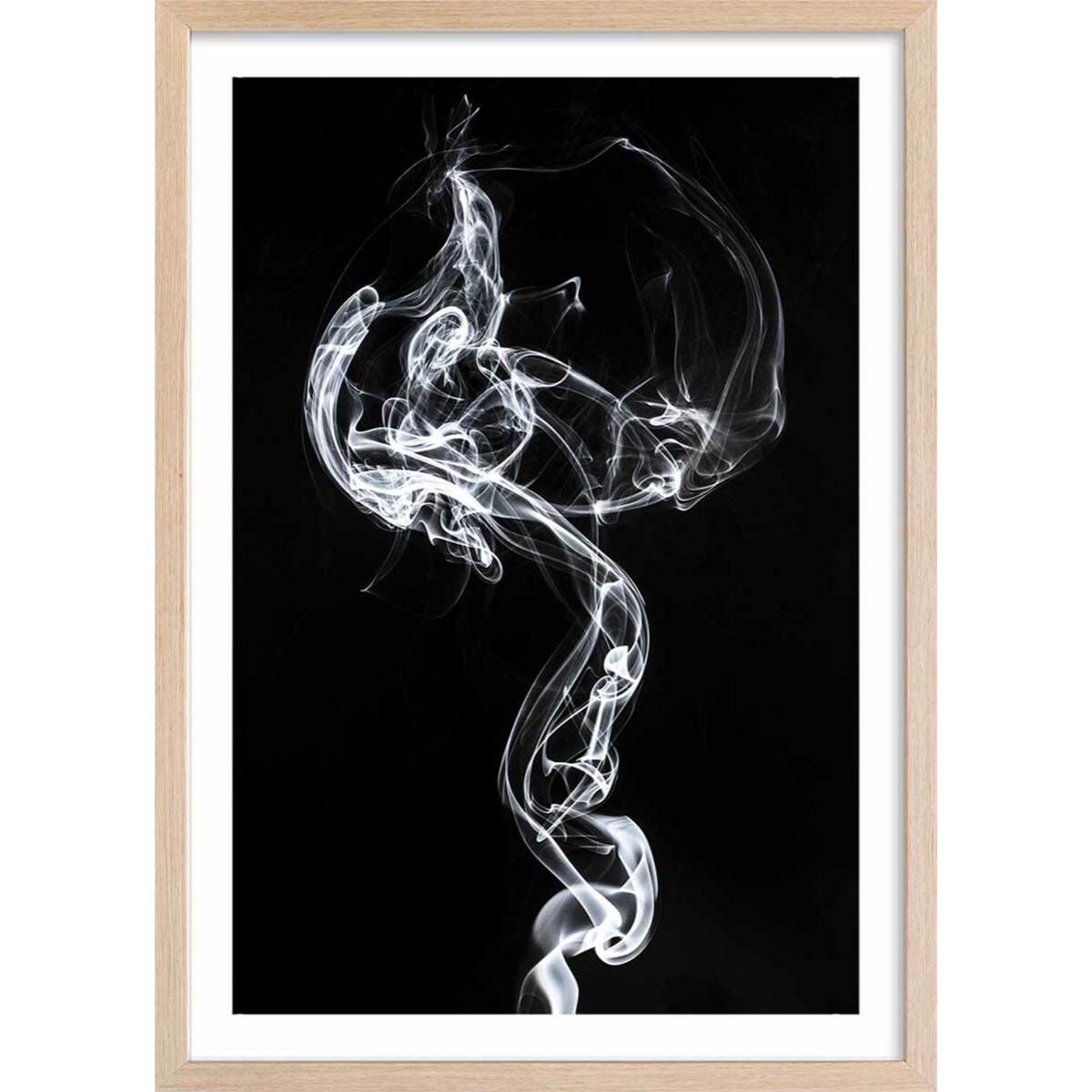Poster white smoke medusa Affiche + cadre en bois - Chêne