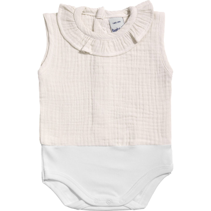Body bebé sin mangas cuello bambula