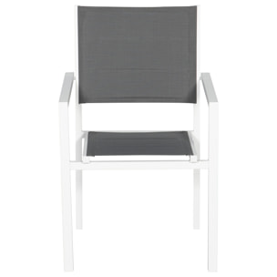 Lot de 8 chaises rembourrées en aluminium blanc - textilène gris
