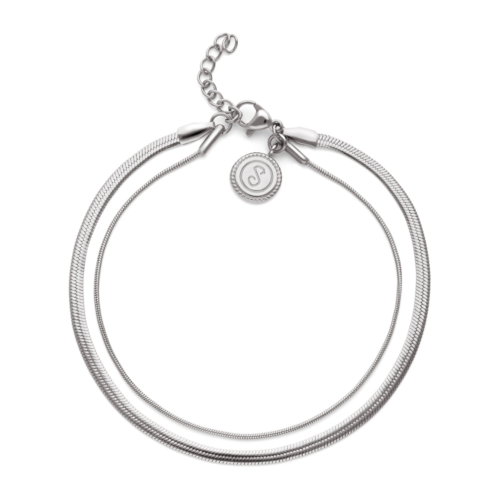 Tobillera Doble Tail Lisse Acero