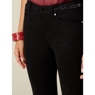 Oltre - Pantaloni skinny con catena metallica - Nero