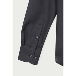 Camicia Uomo 1 Bottone Francese Slim Armaturato Care Free Grigio Scuro
