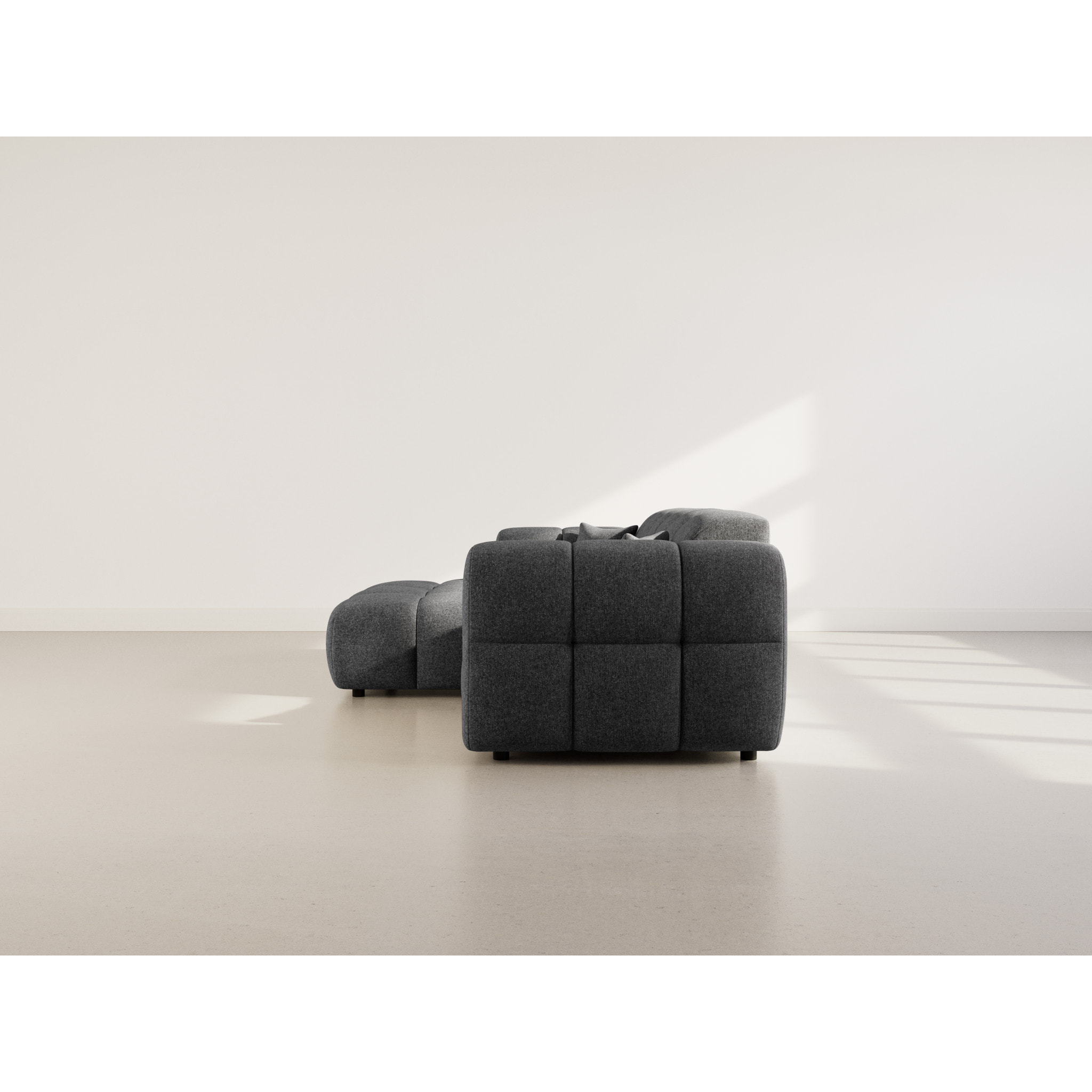 Mini Ray - Canapé d'angle gauche 4 places en tissu texturé - Gris Anthracite