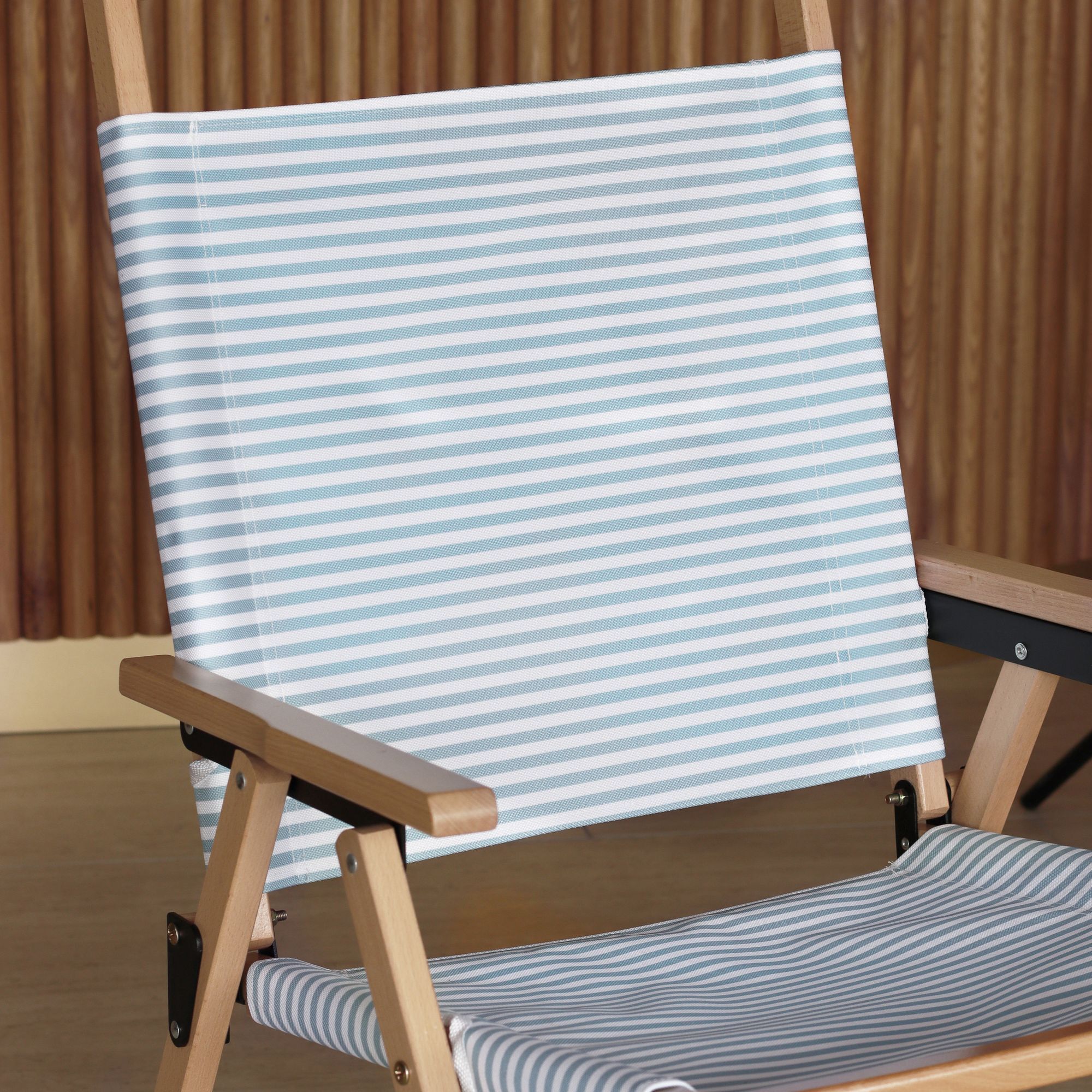 CHAISE DE PLAGE BOIS DE HÊTRE NATUREL/POLYESTER BLEU  55X65X90CM PLAYA