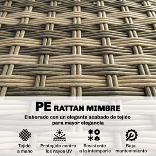 Conjunto de Jardín de Ratán de 5 Piezas, Conjunto Terraza Resistente, Muebles Jardín Exterior Incluye Cojines, 2 Sillones de Esquina, Sillón sin Brazos, Reposapiés y Mesa Centro, Gris Oscuro