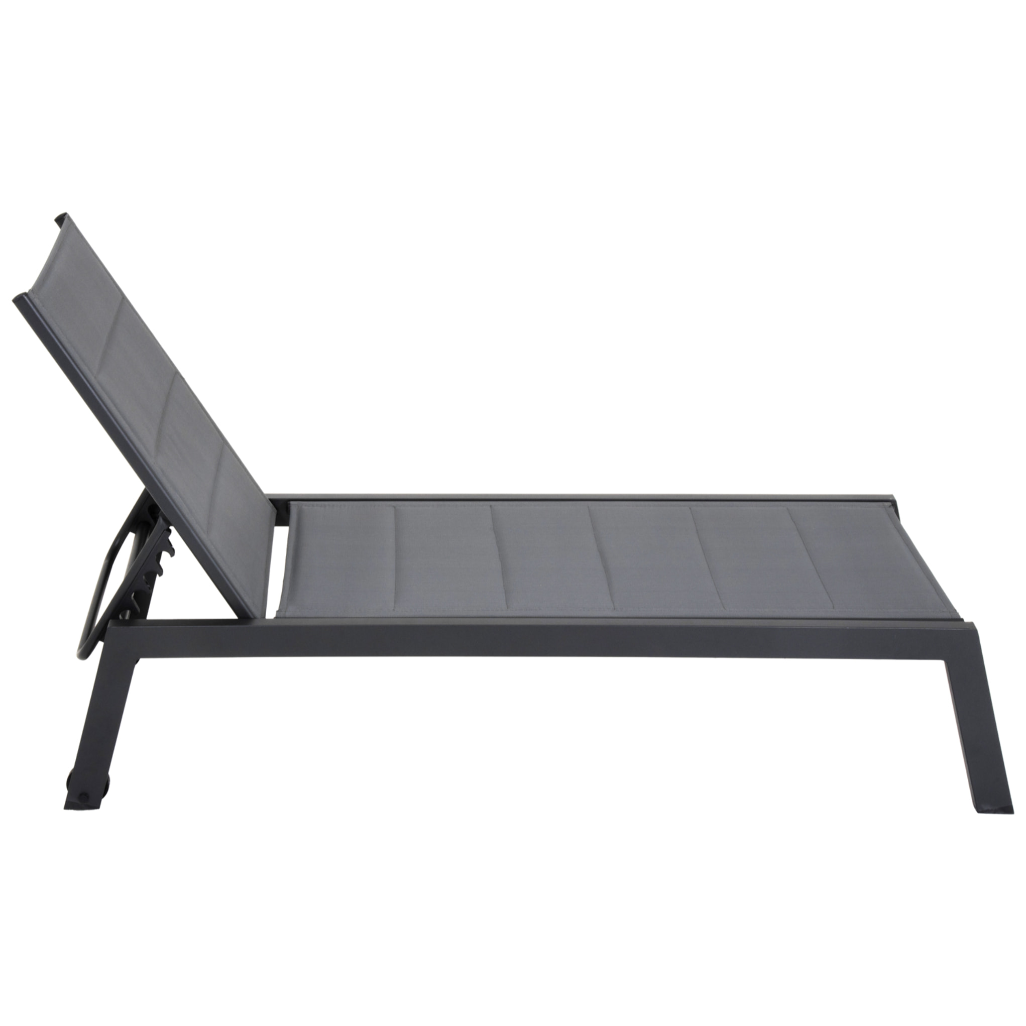 Set bain de soleil et table d'appoint BARBADOS en textilène gris - aluminium gris anthracite