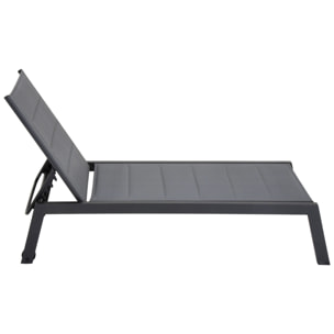 Set bain de soleil et table d'appoint BARBADOS en textilène gris - aluminium gris anthracite