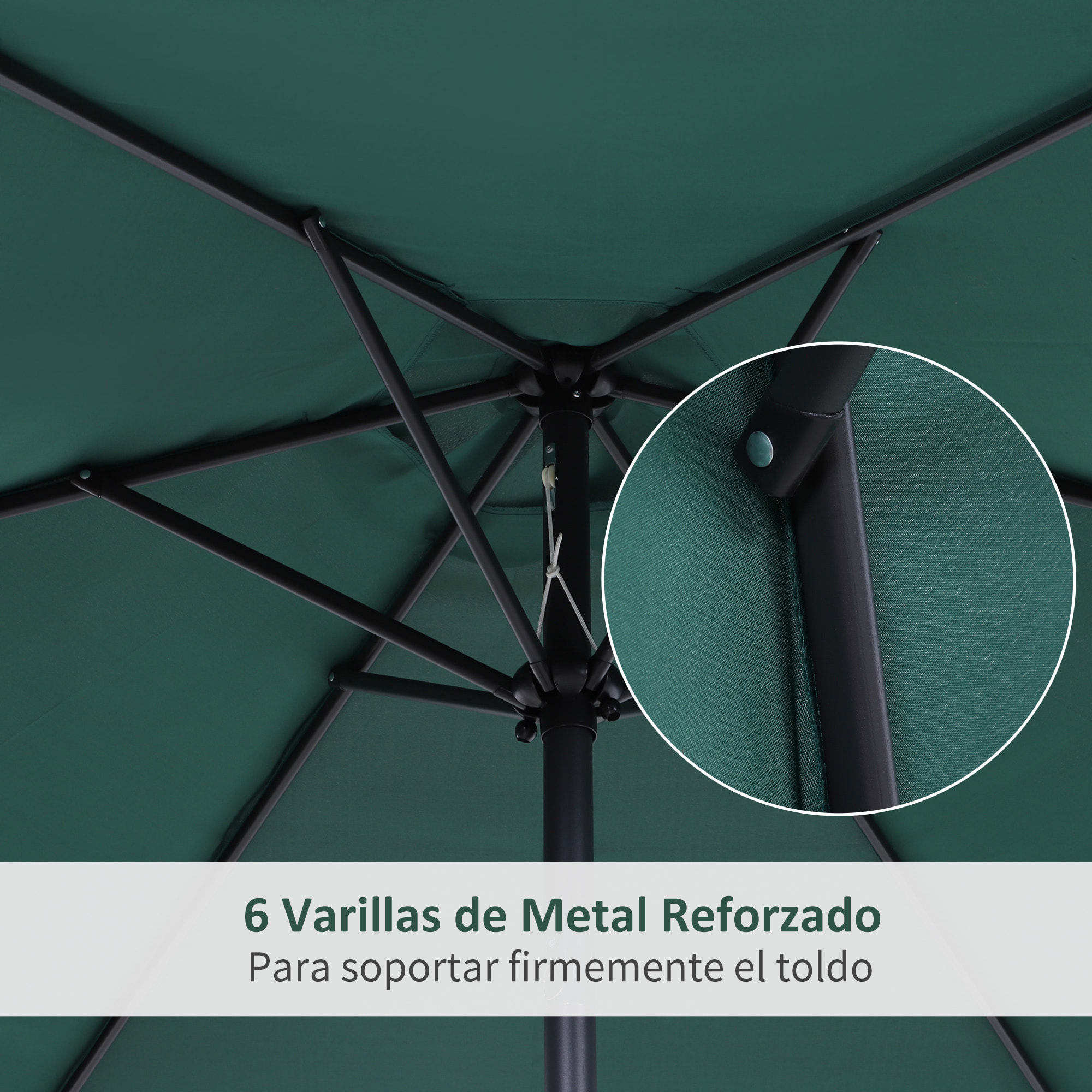 Sombrilla Reclinable de Aluminio Poliéster ÃƒÅ½Â¦2,7x2,35m Verde