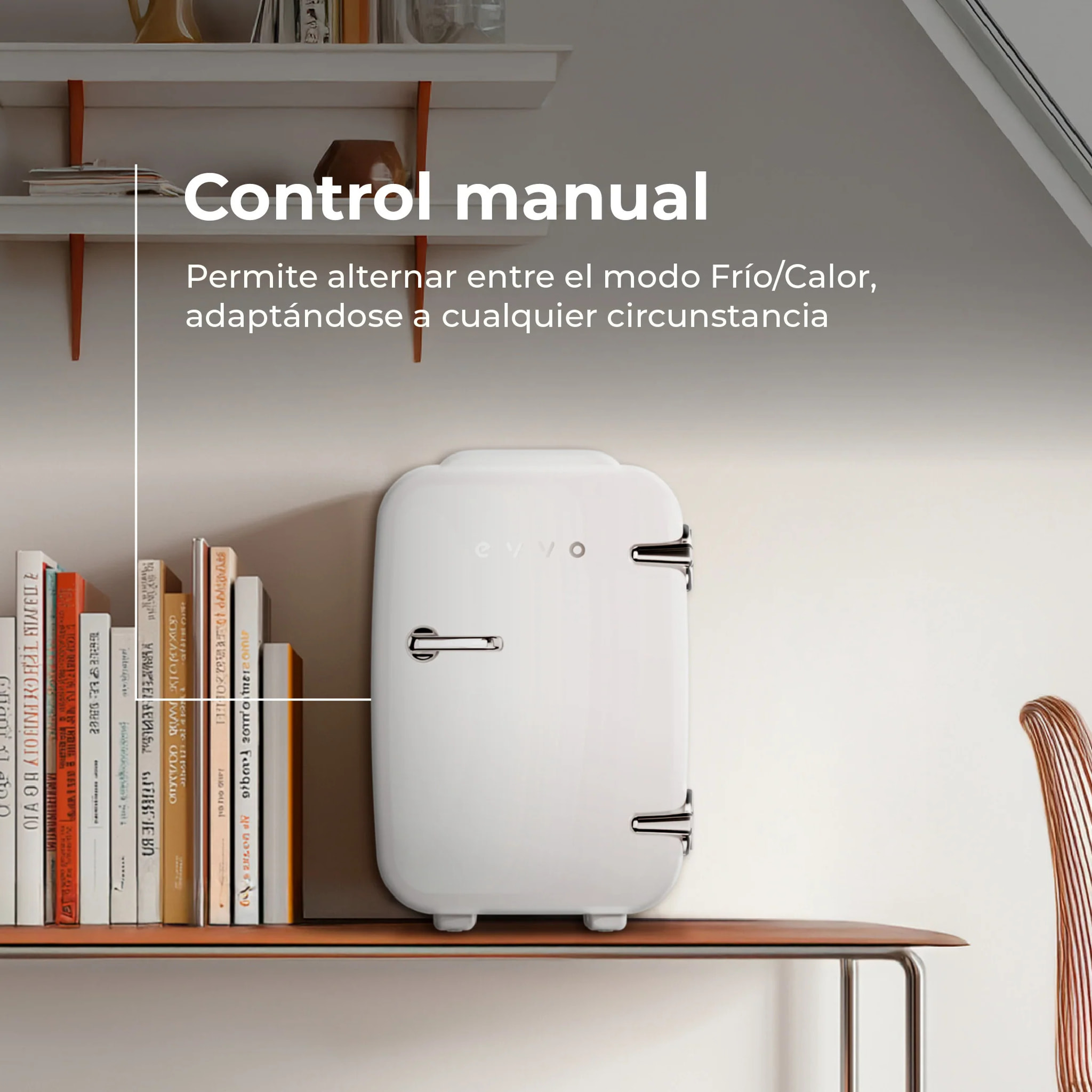 EVVO F4 Mini nevera retro blanca 4L, portátil 12V/220V, frío y calor, silenciosa, para cremas, maquillaje, coche, oficina.