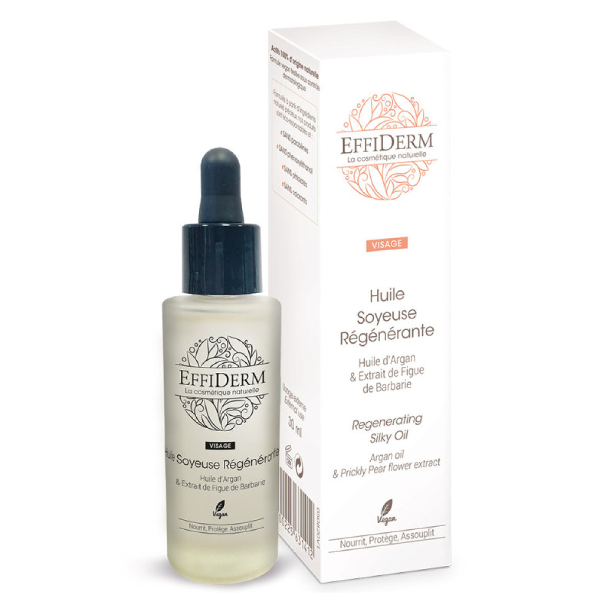 EFFIDERM – Routine Nuit Sereine – Spéciale visage – Eau micellaire + Exfoliant Désincrustant + Huile Soyeuse Régénérante – Nettoie, Hydrate la peau – Teint net et lumineux – Tous types de peaux