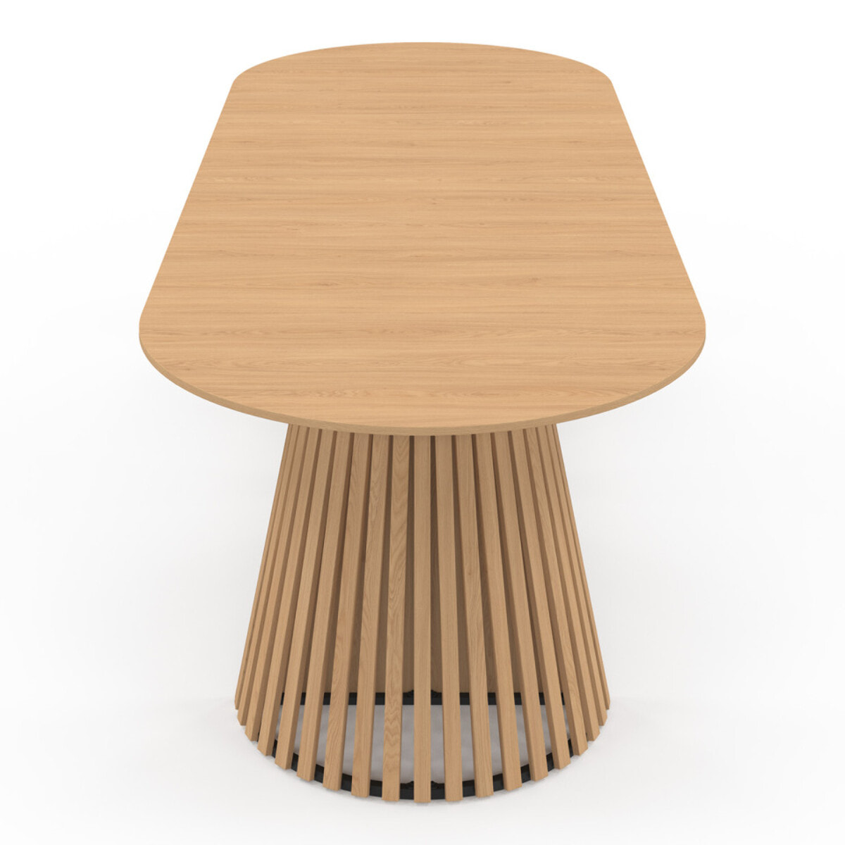 Table à manger ronde extensible Camélia bois et pied lattes Ø110-300cm
