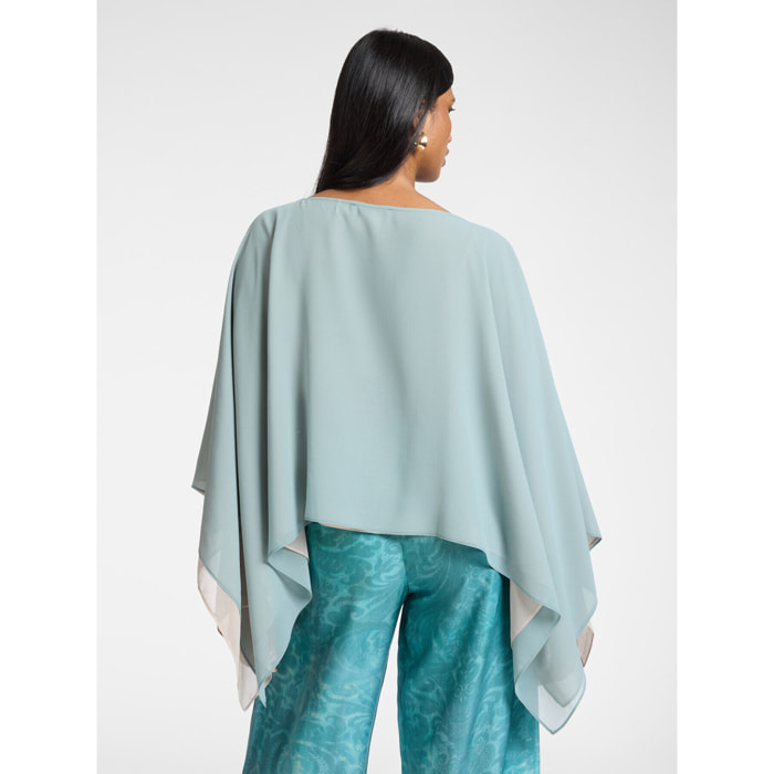 Elena Mirò - Mantella doppia in georgette - Azzurro