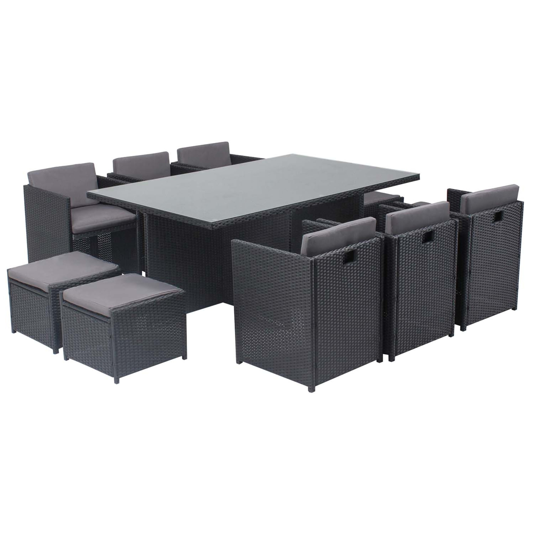 Salon de jardin 10 places noir/gris + housse de protection REGINA