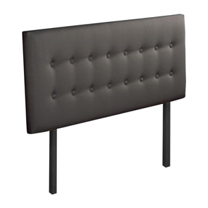 Tête de Lit Margot, Capitonnée, Gris Anthracite avec Pieds en Bois, Hauteur 110 cm, Sans Fixation Murale, Confort Moelleux