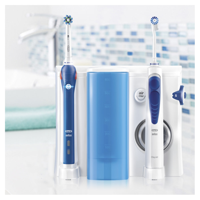 Oral-B - Pro/Oxyjet 2000 - Bleue/Blanche - Hydropropulseur et Brosse à dents électrique