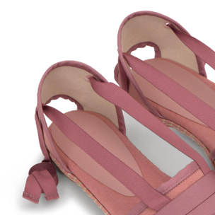 Alpargata plana embetada Glen en algodón con cintas y suela de cuerolite