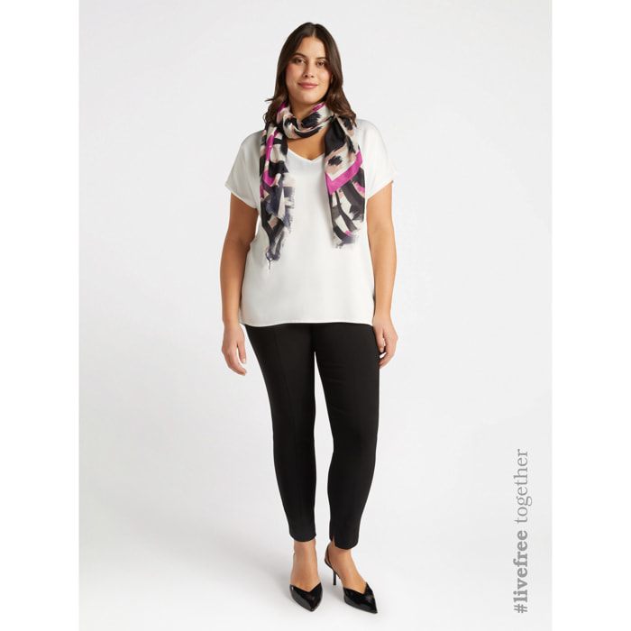 Fiorella Rubino - T-shirt in raso e jersey - Bianco