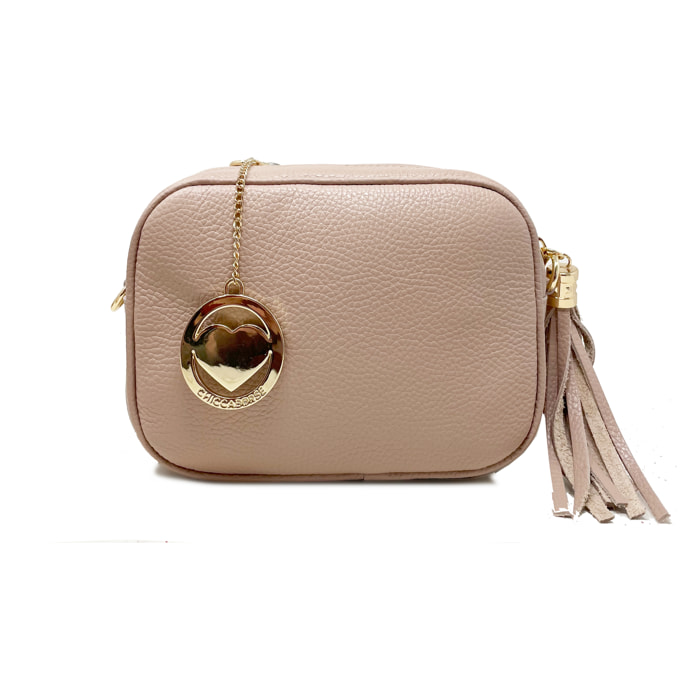 Chicca Borse - Tracollina Clutch Donna in Vera Pelle - Colore Cipria