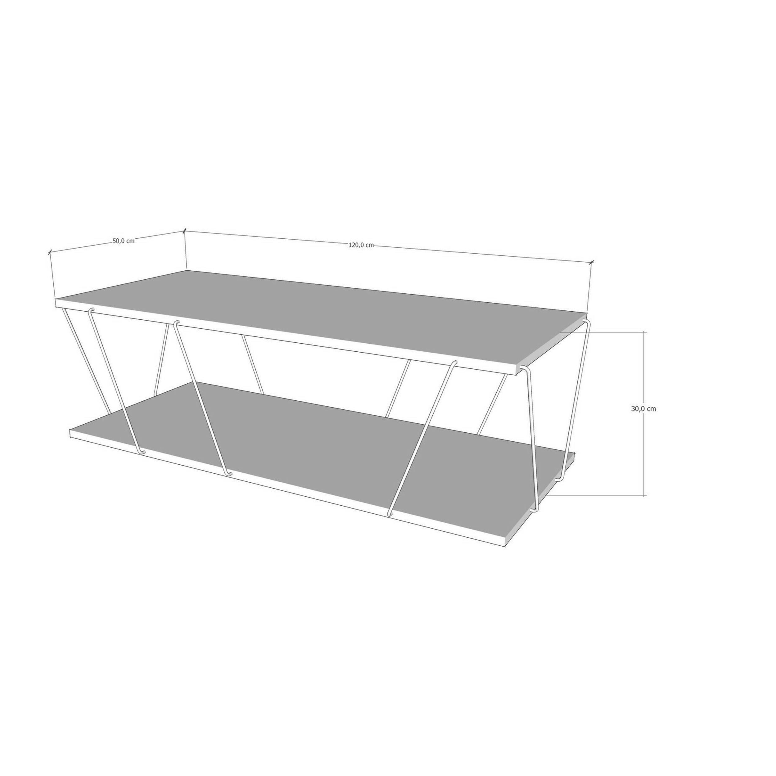 Tavolino da salotto Dmarches, Tavolo basso da caffè, Portariviste per divano, Ripiano da soggiorno, 120x50h30 cm, Quercia e Nero