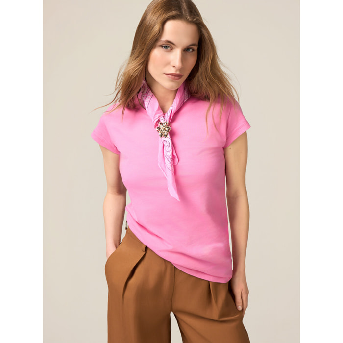Oltre - Camiseta con pañuelo y pin - Rosa