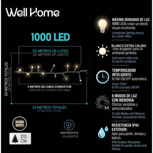 Guirnalda Iluminación navideña con 1000 LED Blanco Extra Cálido - 20 metros